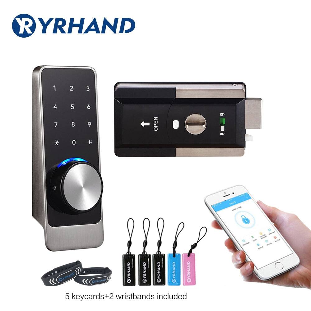 Waterproof Smart door rim locks, Bluetooth App WiFi Security safe Digital lock for Home - Olasit