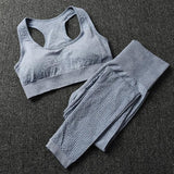 Women Seamless yoga set Fitness Sport Suits GYM cloth Yoga  Shirts High Waist Running Leggings Workout Pants Shirts Bra Tops - Olasit