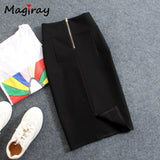 Magiray High Waist Elastic Pencil Skirt Female Bodycon Skirts Womens Summer 2020 Knee Length Back Split Ladies Office Saia C571 - Olasit