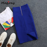 Magiray High Waist Elastic Pencil Skirt Female Bodycon Skirts Womens Summer 2020 Knee Length Back Split Ladies Office Saia C571 - Olasit