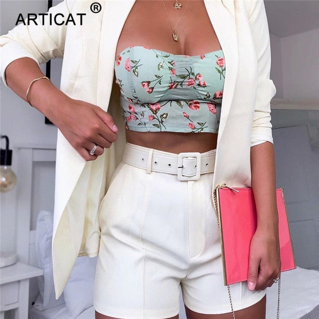 Articat Sexy Office Lady Two Piece Set Women Suit 2020 Summer Autumn Blazer And Pants Jumpsuit Set Casual Suits Outfits - Olasit