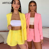 Articat Sexy Office Lady Two Piece Set Women Suit 2020 Summer Autumn Blazer And Pants Jumpsuit Set Casual Suits Outfits - Olasit