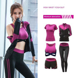 Running 5pcs sport suit women yoga set Sexy crop top sportwear femme Fitness workout cloth Set gym set bra tracksuit leggings - Olasit