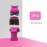 Running 5pcs sport suit women yoga set Sexy crop top sportwear femme Fitness workout cloth Set gym set bra tracksuit leggings - Olasit