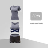 Running 5pcs sport suit women yoga set Sexy crop top sportwear femme Fitness workout cloth Set gym set bra tracksuit leggings - Olasit