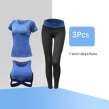 Running 5pcs sport suit women yoga set Sexy crop top sportwear femme Fitness workout cloth Set gym set bra tracksuit leggings - Olasit