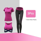 Running 5pcs sport suit women yoga set Sexy crop top sportwear femme Fitness workout cloth Set gym set bra tracksuit leggings - Olasit