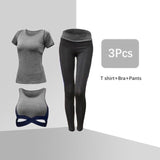 Running 5pcs sport suit women yoga set Sexy crop top sportwear femme Fitness workout cloth Set gym set bra tracksuit leggings - Olasit