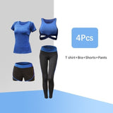 Running 5pcs sport suit women yoga set Sexy crop top sportwear femme Fitness workout cloth Set gym set bra tracksuit leggings - Olasit