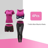 Running 5pcs sport suit women yoga set Sexy crop top sportwear femme Fitness workout cloth Set gym set bra tracksuit leggings - Olasit