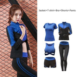 Running 5pcs sport suit women yoga set Sexy crop top sportwear femme Fitness workout cloth Set gym set bra tracksuit leggings - Olasit