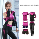 Running 5pcs sport suit women yoga set Sexy crop top sportwear femme Fitness workout cloth Set gym set bra tracksuit leggings - Olasit