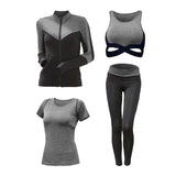 Running 5pcs sport suit women yoga set Sexy crop top sportwear femme Fitness workout cloth Set gym set bra tracksuit leggings - Olasit