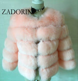 ZADORIN S-3XL Mink Coats Women 2020 Winter Top Fashion Pink FAUX Fur Coat Elegant Thick Warm Outerwear Fake Fur Woman Jacket - Olasit