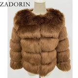 ZADORIN S-3XL Mink Coats Women 2020 Winter Top Fashion Pink FAUX Fur Coat Elegant Thick Warm Outerwear Fake Fur Woman Jacket - Olasit