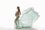 New Maternity Photography Prop Pregnancy Cloth Cotton Chiffon Maternity Off Shoulder Half Circle Gown Photo Shoot Pregnant Dress - Olasit